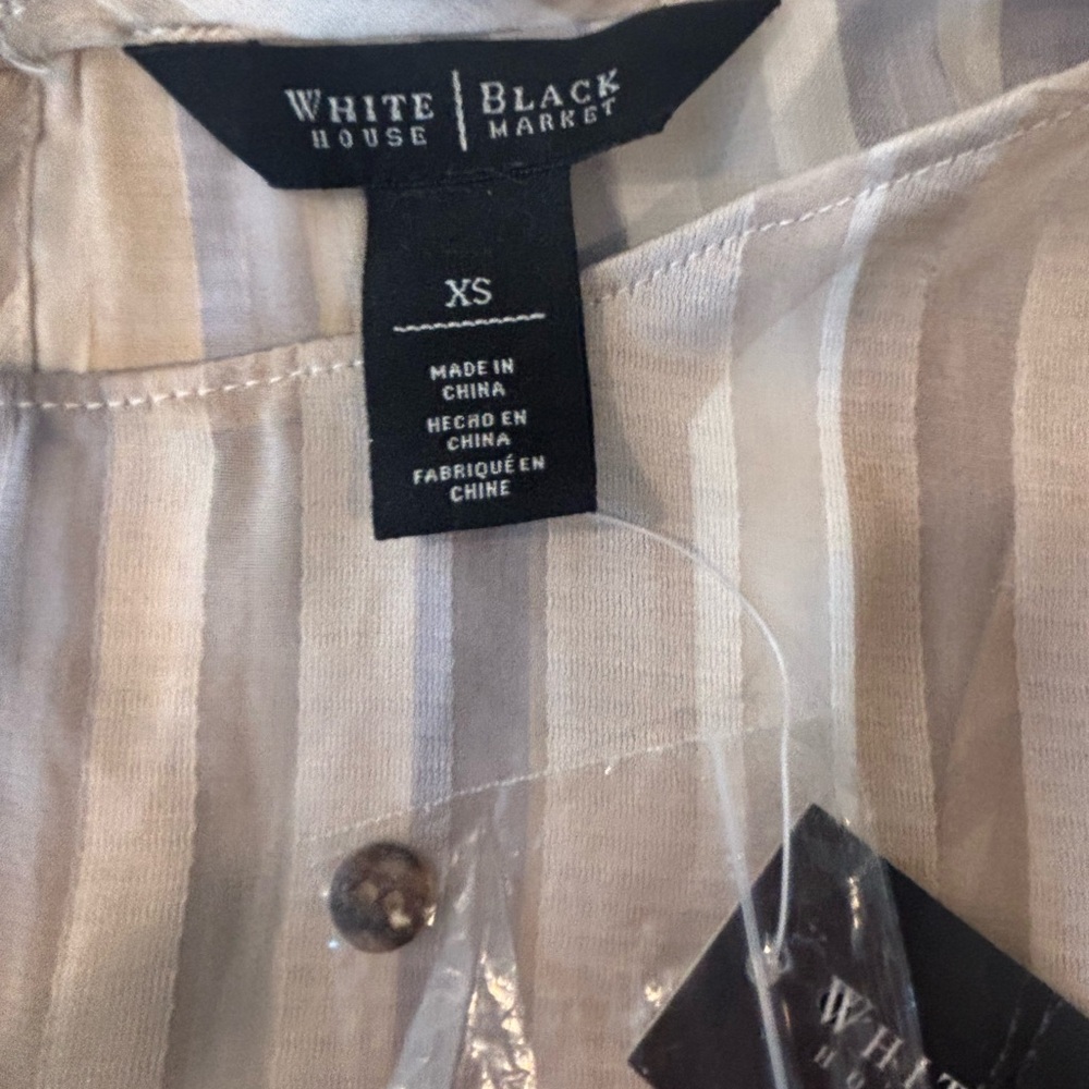 White House Black Market Watercolor Stripe Tunic XS Sleeveless Asym Hem - Picture 6 of 7